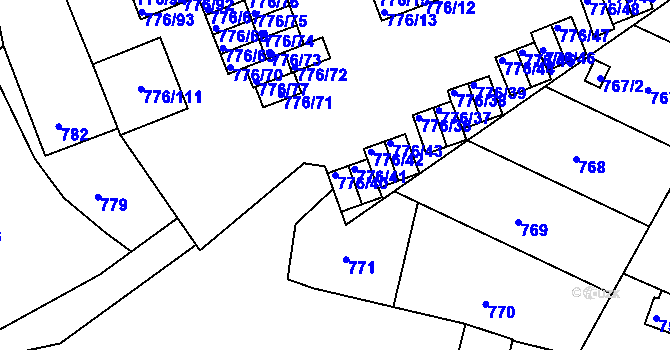 Parcela st. 776/40 v KÚ Jemnice, Katastrální mapa