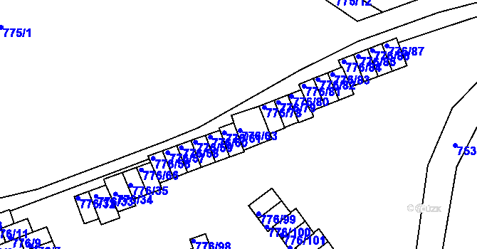 Parcela st. 776/62 v KÚ Jemnice, Katastrální mapa