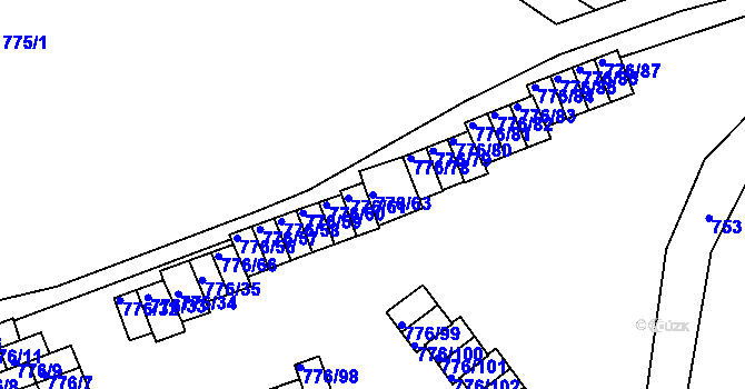 Parcela st. 776/63 v KÚ Jemnice, Katastrální mapa