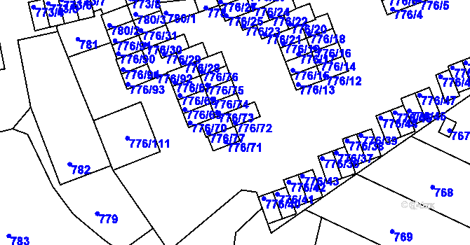 Parcela st. 776/72 v KÚ Jemnice, Katastrální mapa
