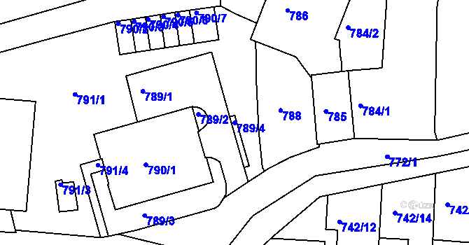 Parcela st. 789/4 v KÚ Jemnice, Katastrální mapa