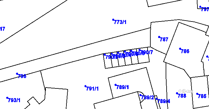 Parcela st. 790/2 v KÚ Jemnice, Katastrální mapa