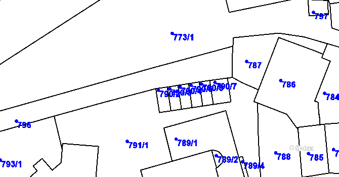 Parcela st. 790/3 v KÚ Jemnice, Katastrální mapa