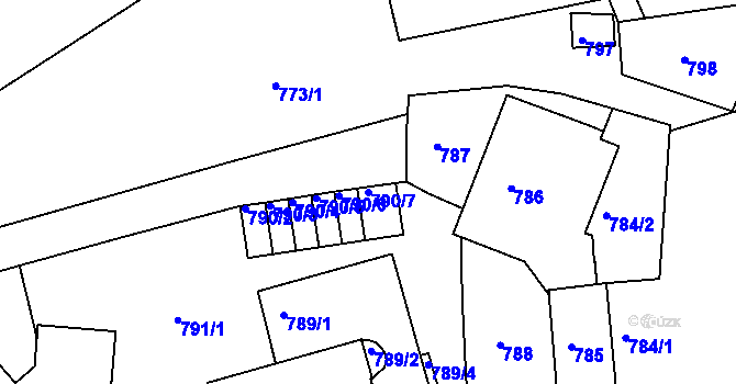 Parcela st. 790/7 v KÚ Jemnice, Katastrální mapa