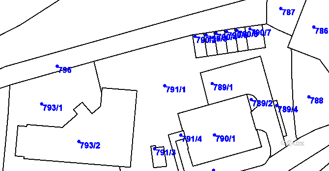 Parcela st. 791/1 v KÚ Jemnice, Katastrální mapa