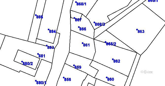 Parcela st. 861 v KÚ Jemnice, Katastrální mapa