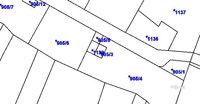 Parcela st. 905/3 v KÚ Jemnice, Katastrální mapa
