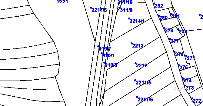 Parcela st. 910/1 v KÚ Jemnice, Katastrální mapa