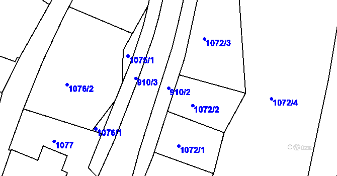 Parcela st. 910/2 v KÚ Jemnice, Katastrální mapa