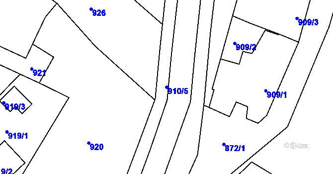 Parcela st. 910/5 v KÚ Jemnice, Katastrální mapa