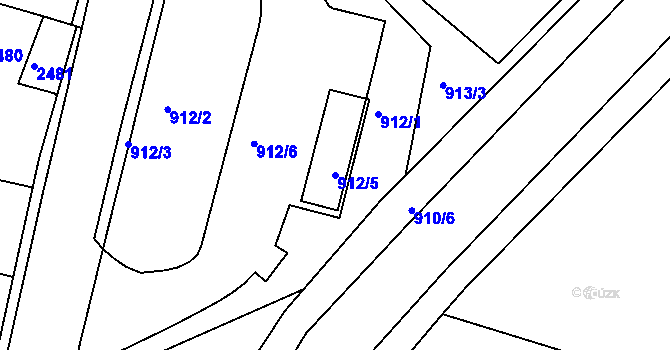Parcela st. 912/5 v KÚ Jemnice, Katastrální mapa