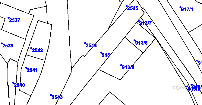 Parcela st. 915 v KÚ Jemnice, Katastrální mapa