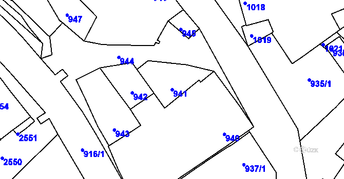 Parcela st. 941 v KÚ Jemnice, Katastrální mapa