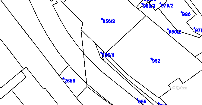 Parcela st. 956/1 v KÚ Jemnice, Katastrální mapa