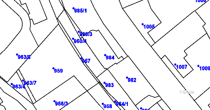 Parcela st. 984 v KÚ Jemnice, Katastrální mapa