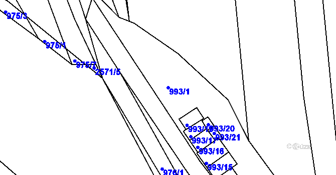 Parcela st. 993/1 v KÚ Jemnice, Katastrální mapa