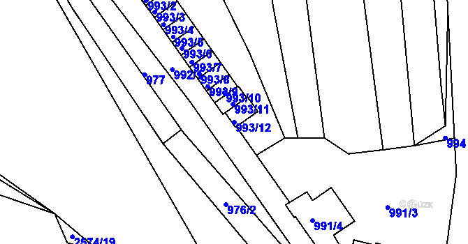 Parcela st. 993/12 v KÚ Jemnice, Katastrální mapa