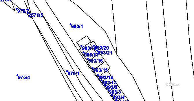 Parcela st. 993/21 v KÚ Jemnice, Katastrální mapa