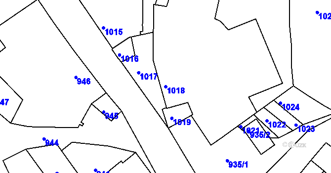 Parcela st. 1018 v KÚ Jemnice, Katastrální mapa