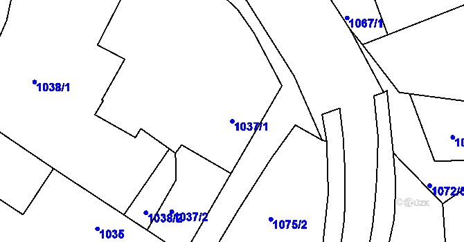 Parcela st. 1037/1 v KÚ Jemnice, Katastrální mapa