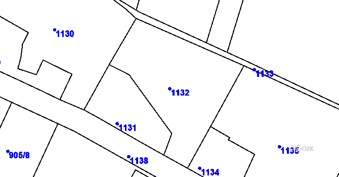 Parcela st. 1132 v KÚ Jemnice, Katastrální mapa