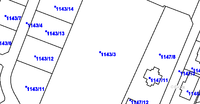 Parcela st. 1143/3 v KÚ Jemnice, Katastrální mapa