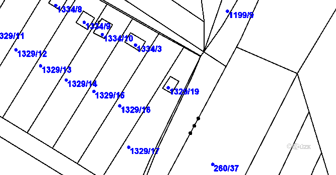 Parcela st. 1329/19 v KÚ Jemnice, Katastrální mapa