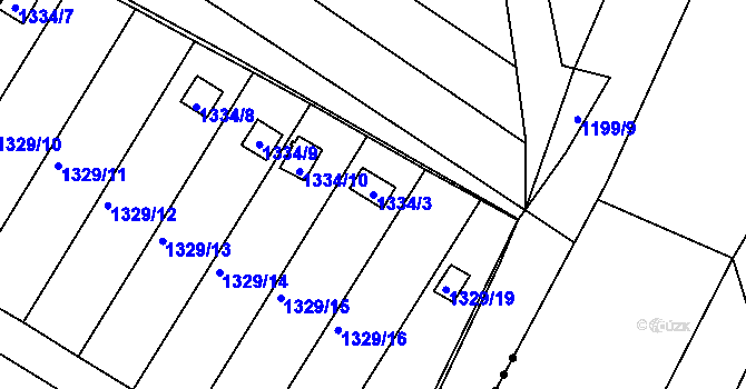 Parcela st. 1334/3 v KÚ Jemnice, Katastrální mapa