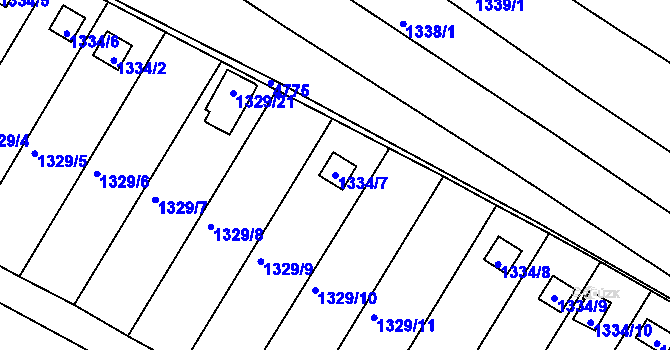 Parcela st. 1334/7 v KÚ Jemnice, Katastrální mapa