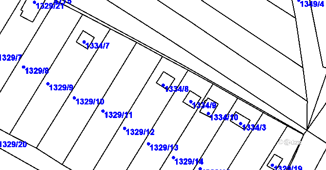 Parcela st. 1334/8 v KÚ Jemnice, Katastrální mapa