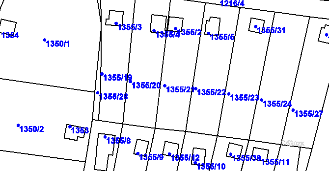 Parcela st. 1355/21 v KÚ Jemnice, Katastrální mapa