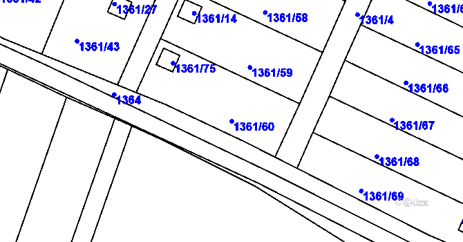 Parcela st. 1361/60 v KÚ Jemnice, Katastrální mapa