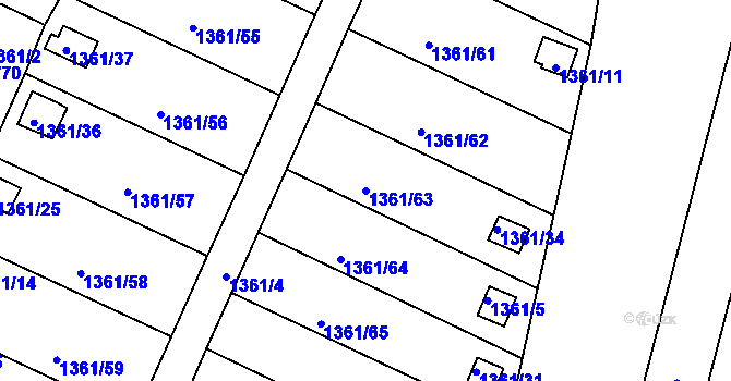 Parcela st. 1361/63 v KÚ Jemnice, Katastrální mapa