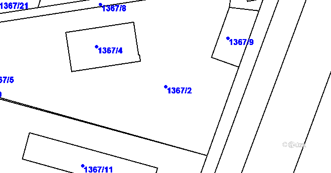 Parcela st. 1367/2 v KÚ Jemnice, Katastrální mapa