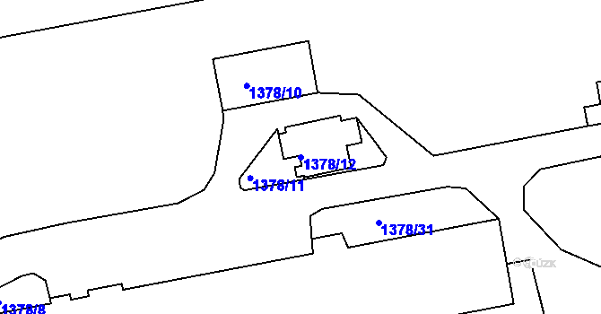 Parcela st. 1378/12 v KÚ Jemnice, Katastrální mapa