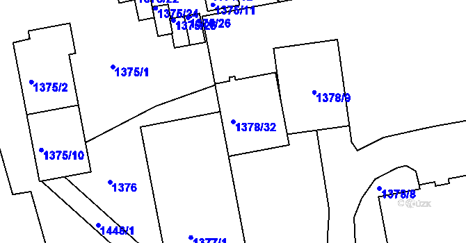 Parcela st. 1378/32 v KÚ Jemnice, Katastrální mapa