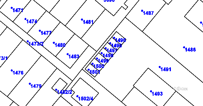 Parcela st. 1498 v KÚ Jemnice, Katastrální mapa