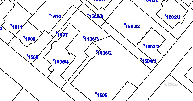Parcela st. 1506/2 v KÚ Jemnice, Katastrální mapa