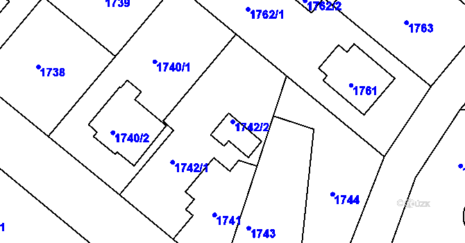Parcela st. 1742/2 v KÚ Jemnice, Katastrální mapa