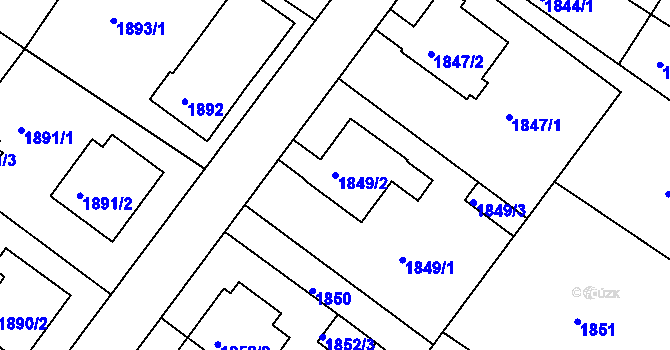 Parcela st. 1849/2 v KÚ Jemnice, Katastrální mapa