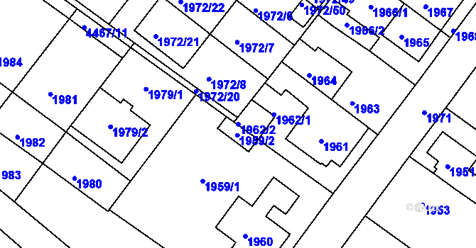 Parcela st. 1962/2 v KÚ Jemnice, Katastrální mapa