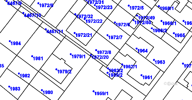 Parcela st. 1972/8 v KÚ Jemnice, Katastrální mapa