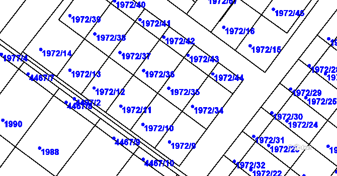 Parcela st. 1972/35 v KÚ Jemnice, Katastrální mapa