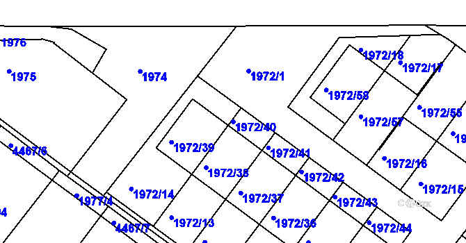Parcela st. 1972/40 v KÚ Jemnice, Katastrální mapa