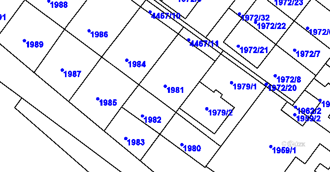 Parcela st. 1981 v KÚ Jemnice, Katastrální mapa