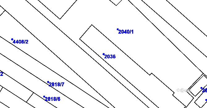 Parcela st. 2036 v KÚ Jemnice, Katastrální mapa