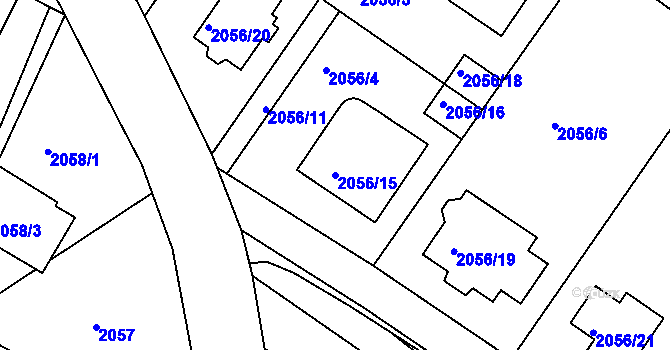 Parcela st. 2056/15 v KÚ Jemnice, Katastrální mapa