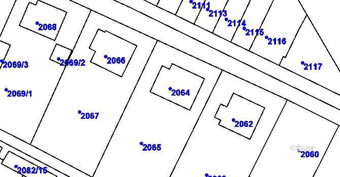 Parcela st. 2064 v KÚ Jemnice, Katastrální mapa
