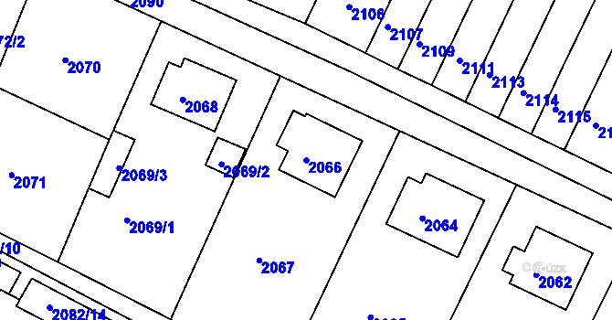 Parcela st. 2066 v KÚ Jemnice, Katastrální mapa