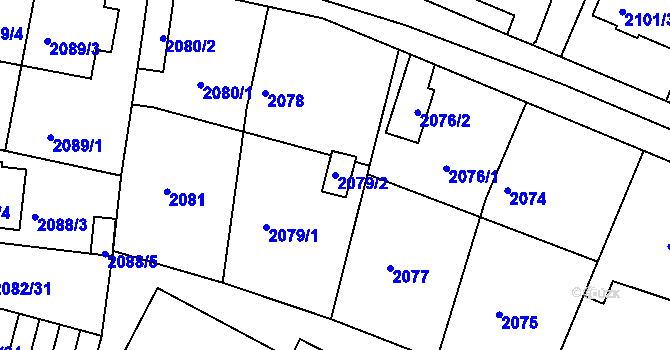 Parcela st. 2079/2 v KÚ Jemnice, Katastrální mapa